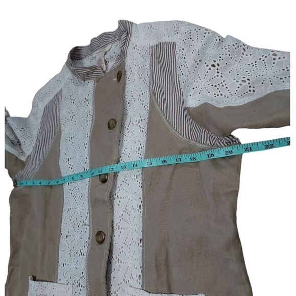 Sundance Mixed Media Eyelet Linen Boho Button-Down Jacket size 12 - Picture 6 of 7